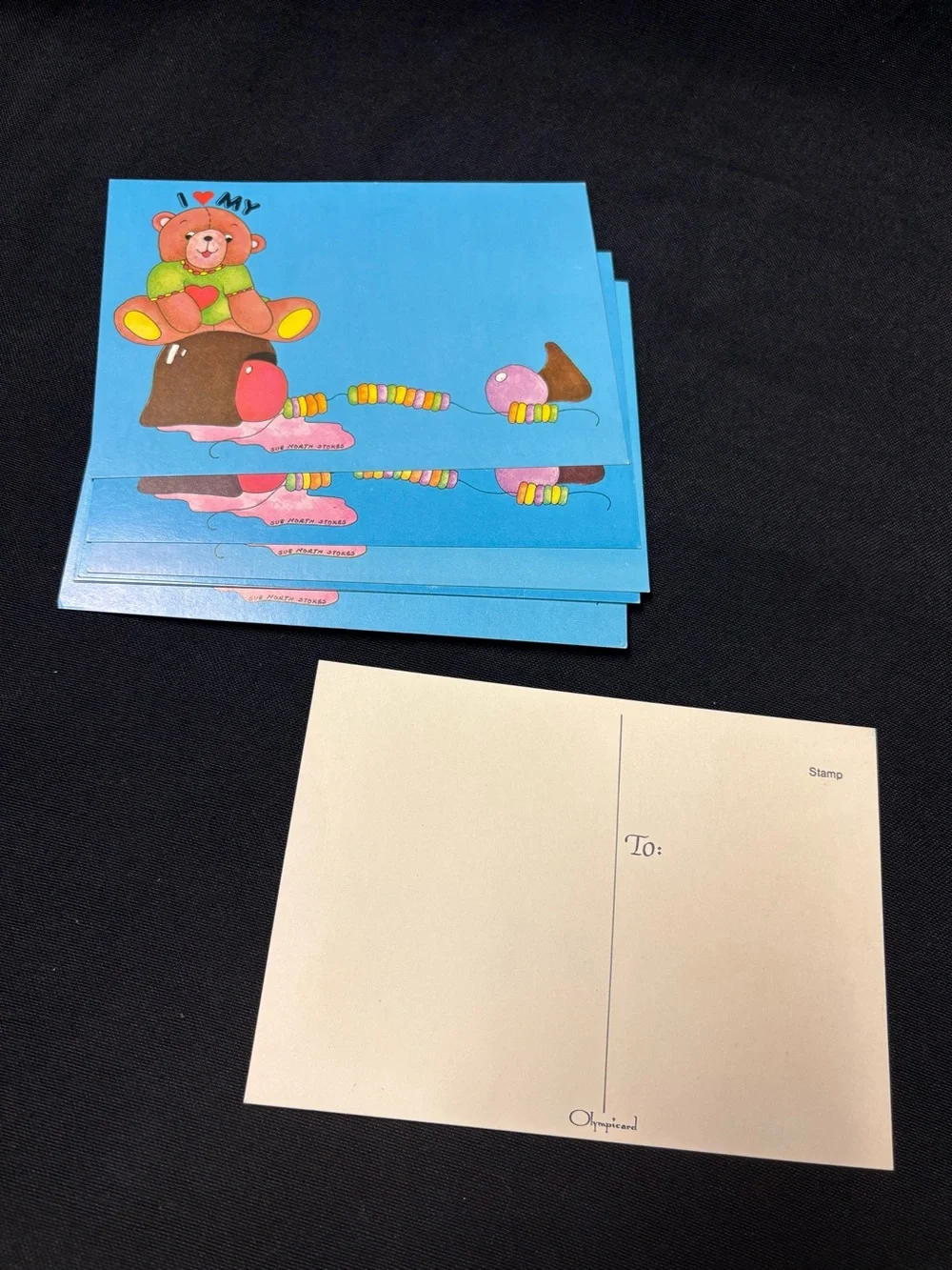 Vintage Sue North Stokes Teddy Bear Postcards Set of 8 Unused OlympiCard